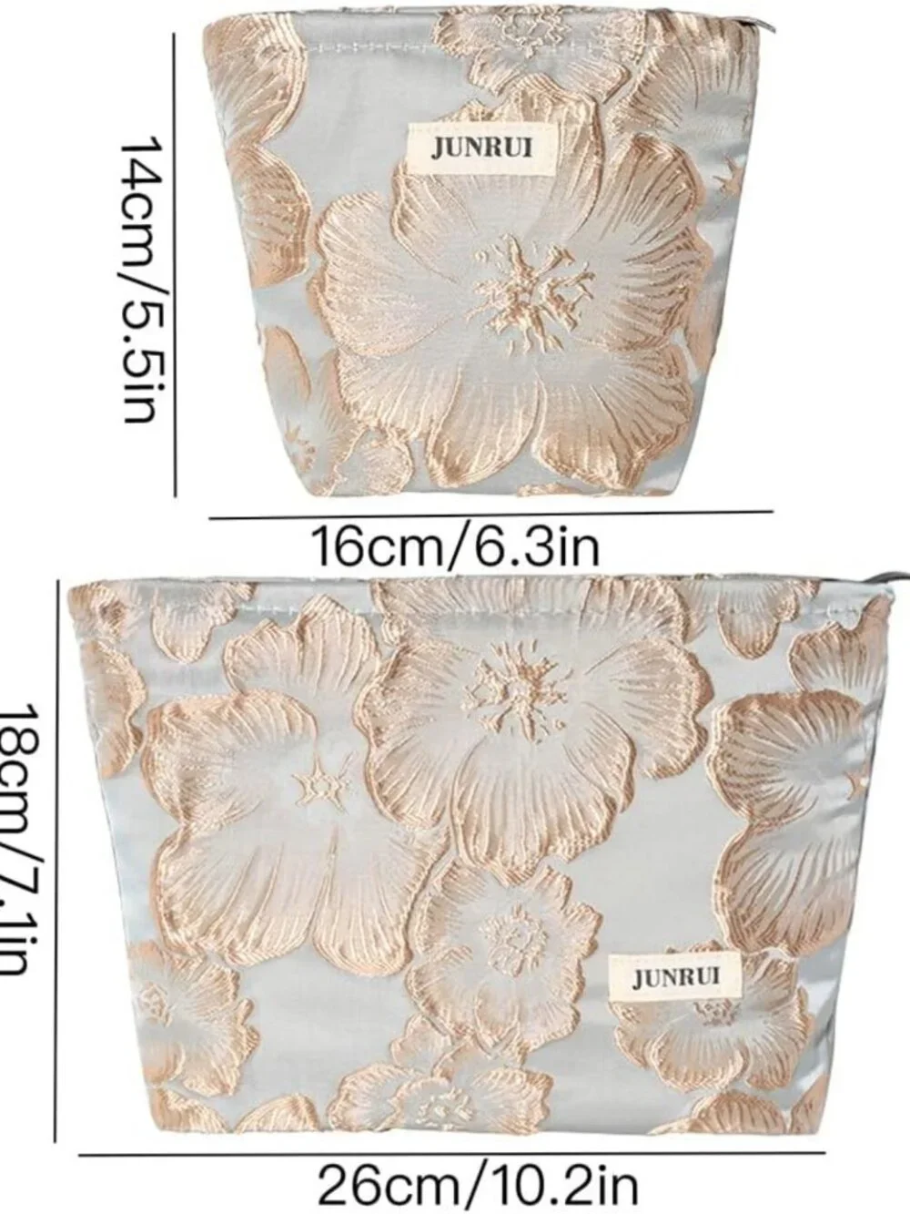 Chic Floral Embossed Makeup Bag | Elegant Cosmetic Pouch with Embroidery Design